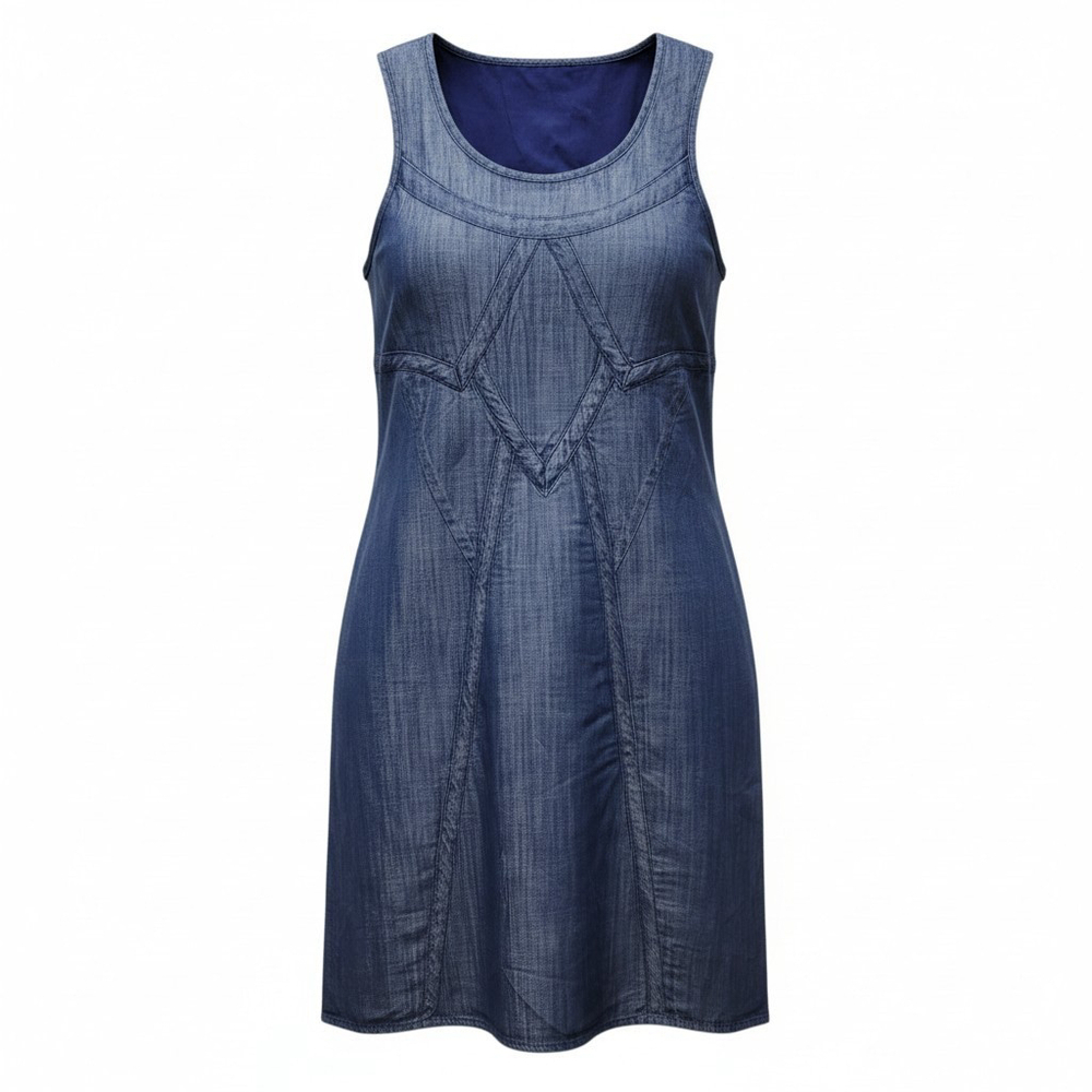 Buffalo David Bitton Women's Sleeveless Blue Denim Lined Knee-length Dress Small